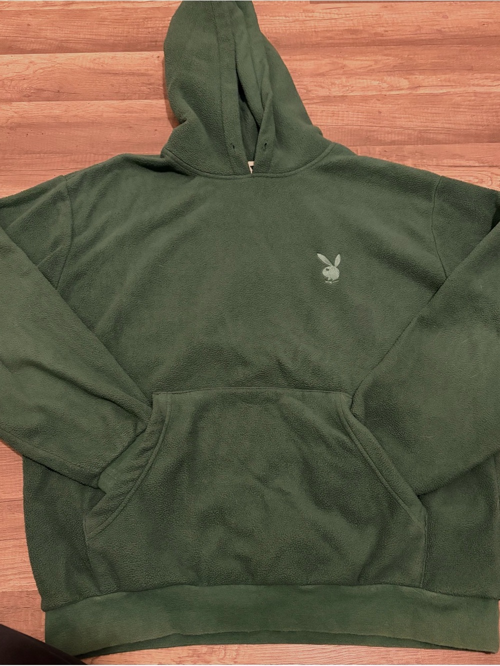 PLAYBOY Olive Green Fleece Pullover Hoodie